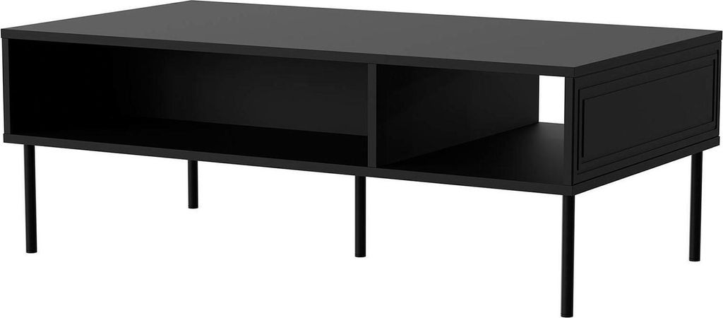 Dmora Couchtisch Enemonzo 110x60x40h cm Schwarz, 3 Fächer Rechteckige Form