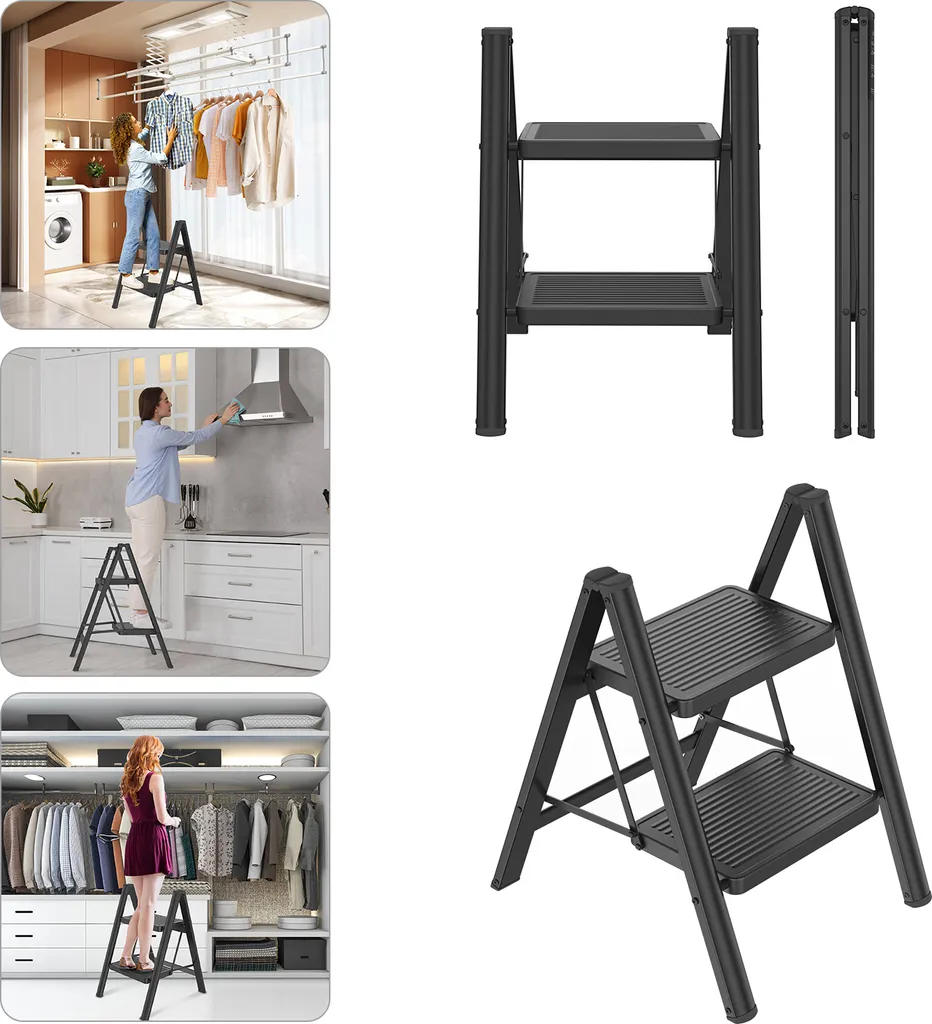Escabeau 2 Marches Stable - Solution Pliante pour Travaux et Bricolage