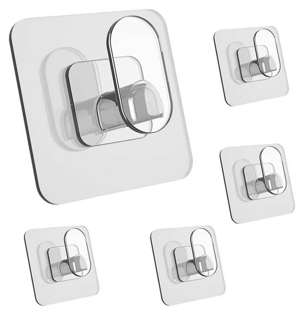 5/10 Stück transparente Wandhaken, starke Haftung, Montage ohne Bohren, Handtuchhalter, Küchen- und Badezimmer-Organizer, Heimwerkerbedarf