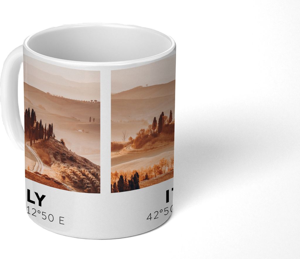 MuchoWow Tasse Kaffeetasse Kaffeebecher 350 ml Italien - Toskana - Landschaft Teetasse - Fototasse - Becher - Keramikbecher - Teebecher - Kaffeet...