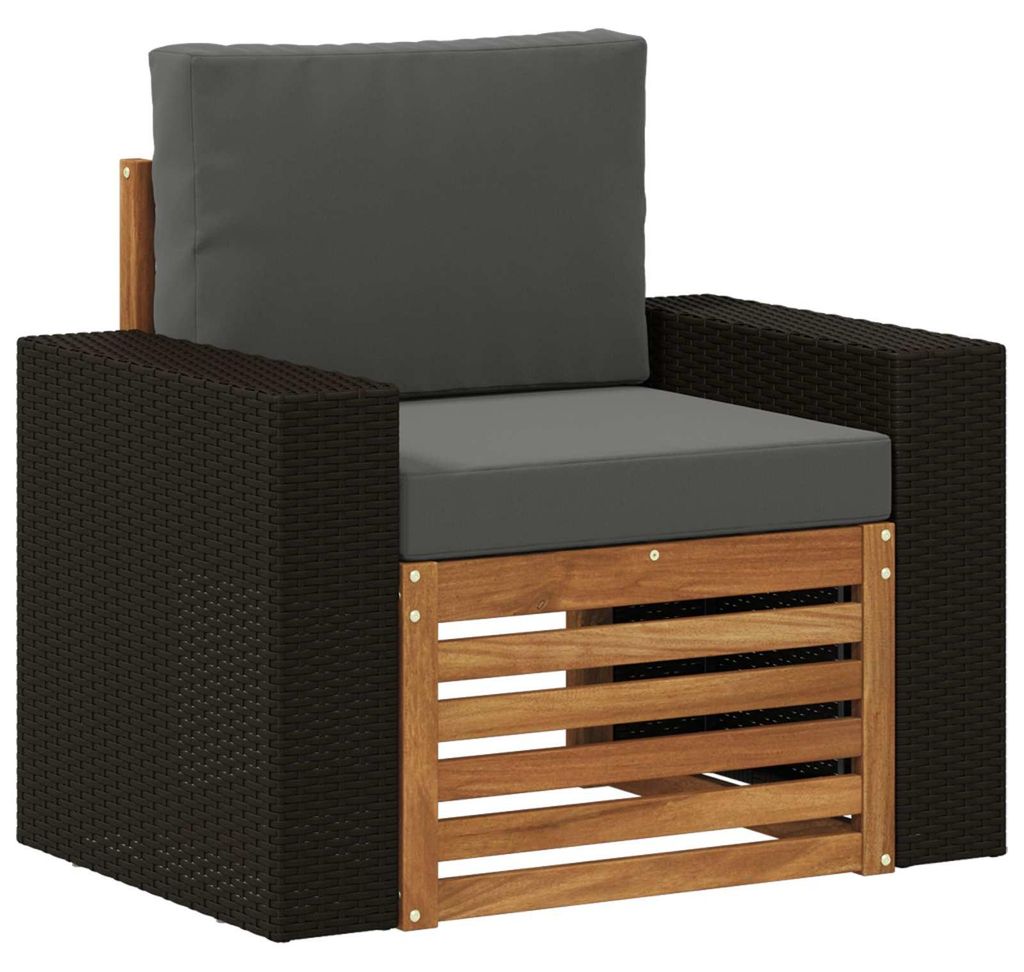 “2026 Modern“ Braun Outdoor Mittelsofa Massivholz Akazie Natur - Designermöbel 35249 - Gartensofas