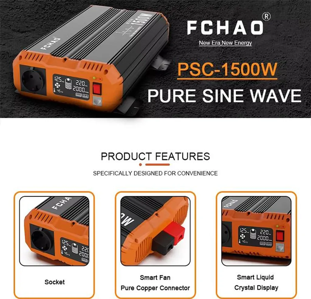 Onduleur 12V 1500W Pur Sinusoïdal Haute Performance avec Commande à Distance - 3
