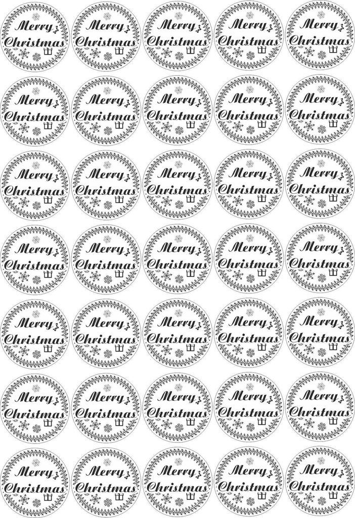 Merry Christmas - Aufkleber Ø40mm für Weihnachten 35 Stück - schwarz Vintage - Labels - Stickers - Weihnachtskalender - Weihnachten - Advent - r...