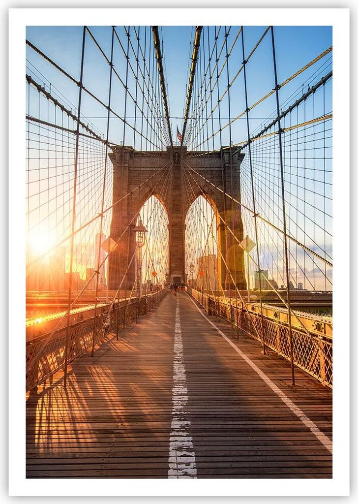 Poster - Poster ohne Rahmen - New York Brücke - 70x100 cm - Wand Bild - Wanddeko - Wandbilder - Kunstposter - Wandposter - Bilder - Kunstdruck - W...