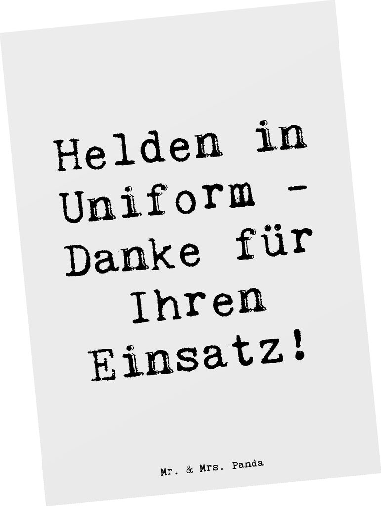 Mr. & Mrs. Panda Postkarte Spruch Polizist Held - Weiß - Geschenk, Dankbarkeit, Danke sagen, Bedanken, Ansichtskarten, Geschenkidee, Ansichtskarte...