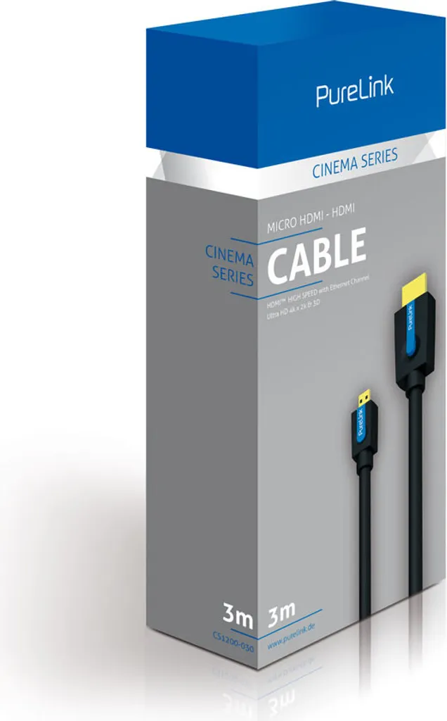 Câble HDMI vers Micro HDMI PureLink Cinema avec fiche blindée 3m