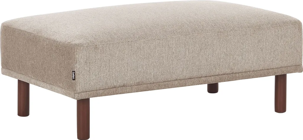 Pouf Rectangulaire Imperméable en Tissu Taupe - Pieds Modernes pour Salon