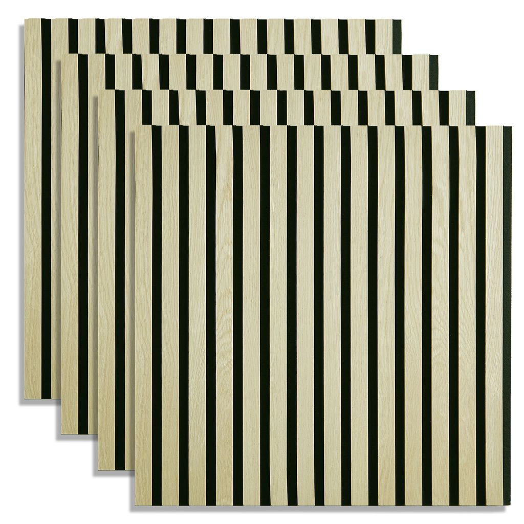 Homestyle4u Akustikpaneele Holz 60x60 cm 4er Set Creme Wandpaneele Beige Paneele Wohnzimmer Deckenpaneele Wandverkleidung
