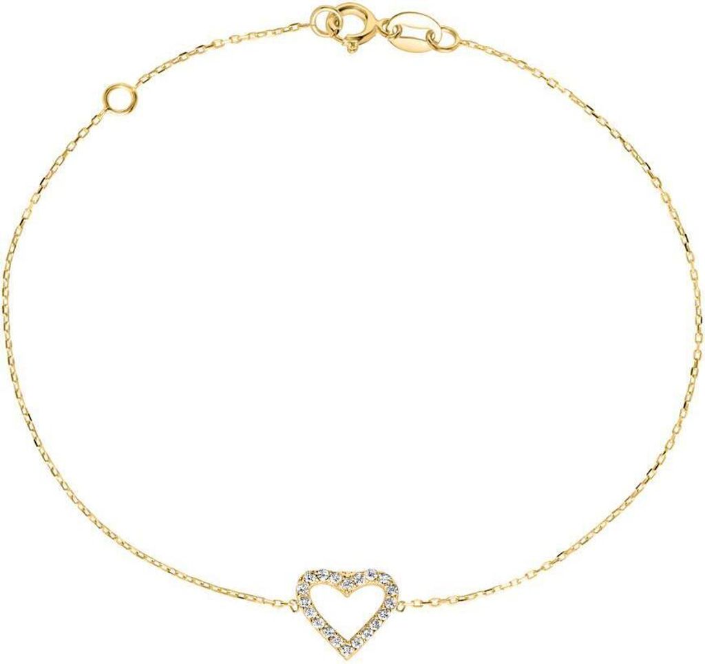 375er Gold Herzarmband für Damen von Unique mit Zirkonia