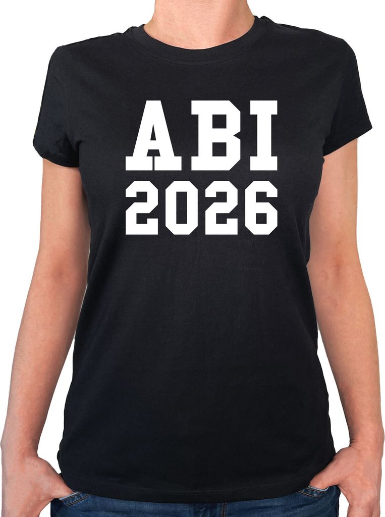 Huuraa Damen T-Shirt ABI 2026 Abitur XS Black Bio Baumwolle Fairtrade Damenshirt Geschenkidee