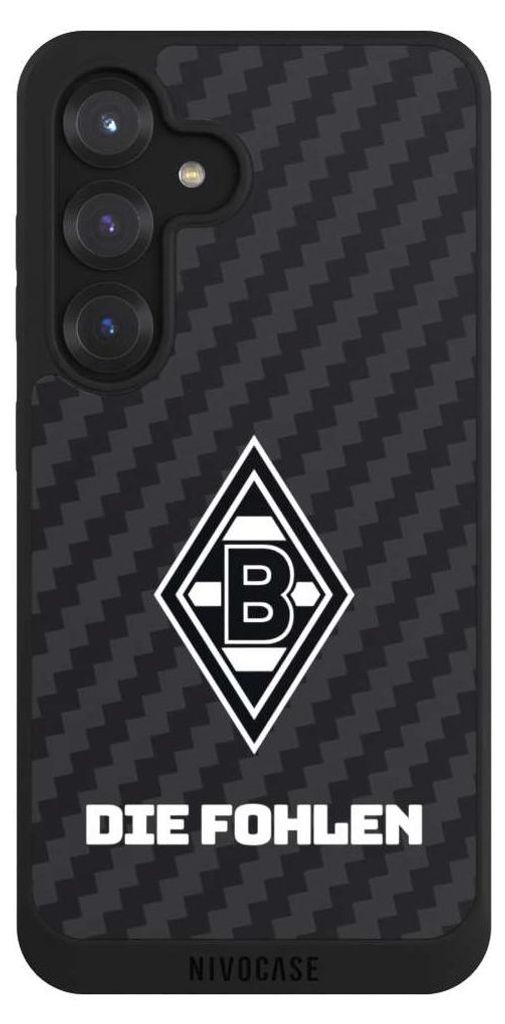 NIVOCASE Handyhülle für Samsung Galaxy S25 Hülle NIVOpure Case Schwarz Borussia Mönchengladbach Carbon Gladbach