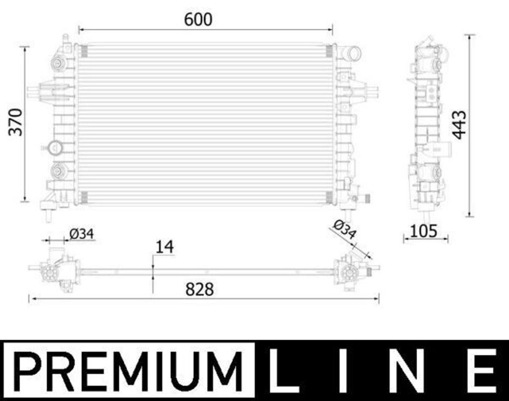 MAHLE CR 2226 000P Kühler Wasserkühler Motorkühler für OPEL ZAFIRA B (A05) Astra H Caravan (A04) Astra H Schrägheck (A04) Astra H GTC (A04)
