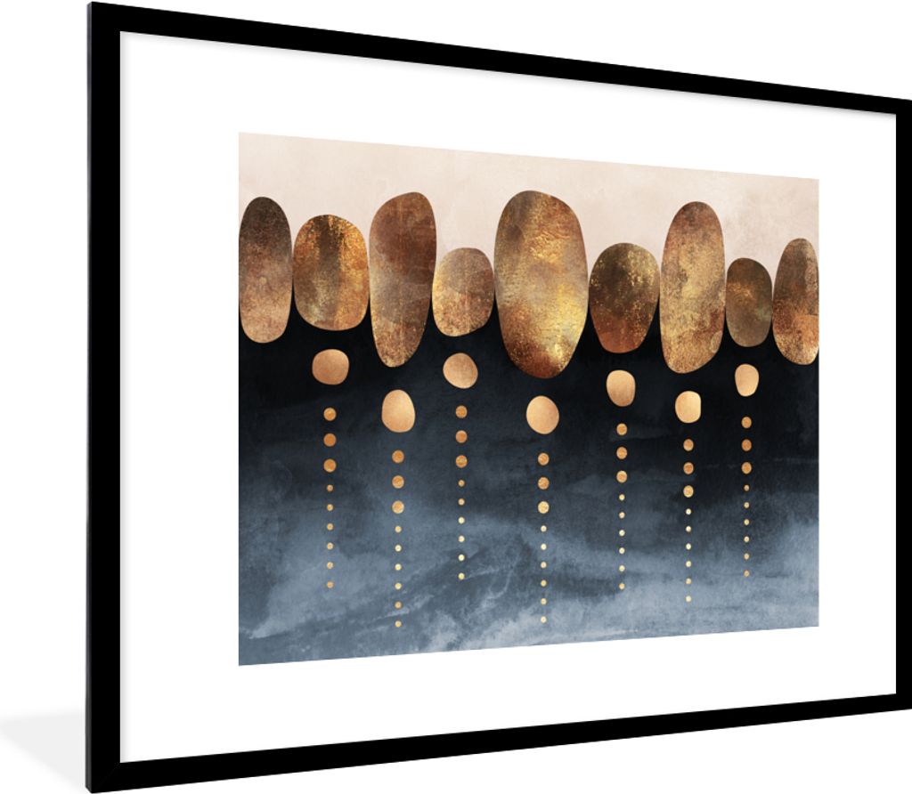 MuchoWow Gerahmtes Poster Gold - Abstrakt - Luxus 80x60 cm - Poster mit Schwarzem Bilderrahmen Wandposter Rahmen Foto Bilder - Schlafzimmer-Dekor...