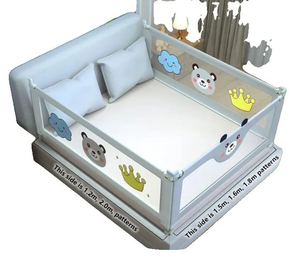 Protection barrière lit enfant 1.5m gris - hauteur réglable sécurisée