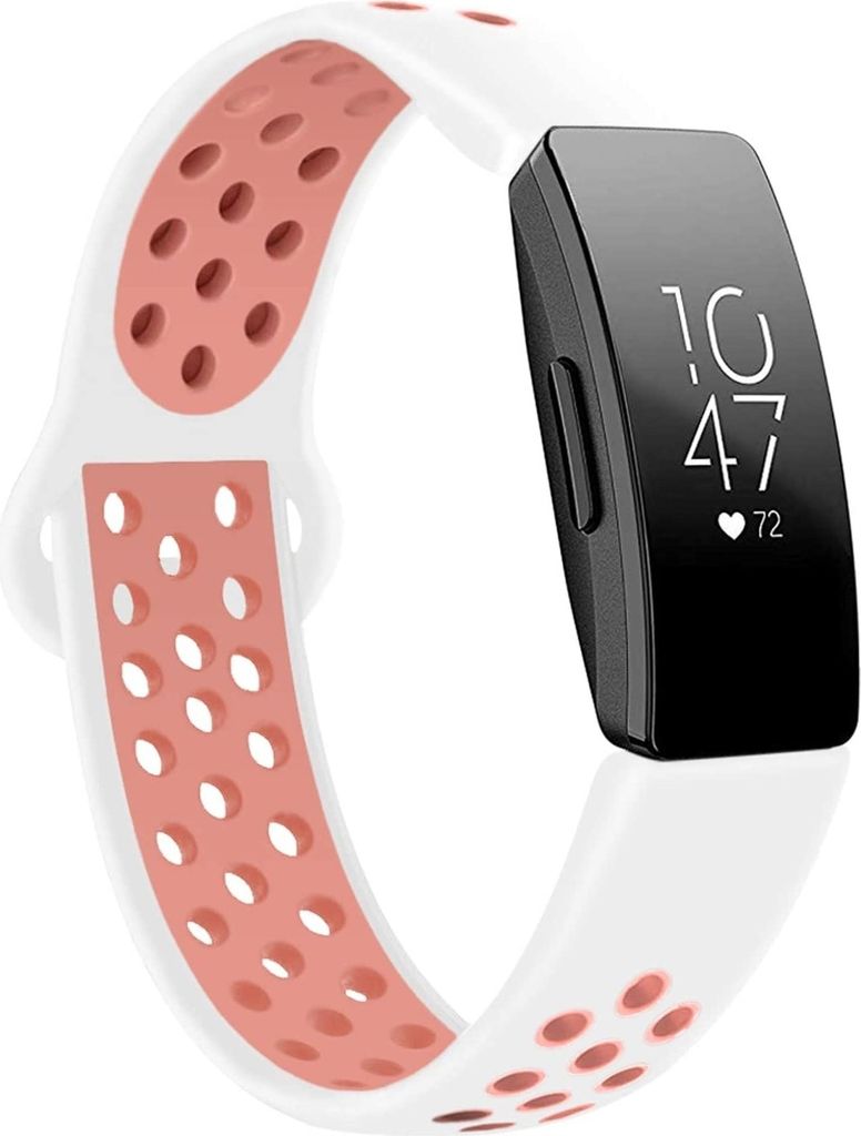 Strap-it Fitbit Inspire (HR) / Inspire 2 Sportarmband (Weiß / Rosa) - Große: S/M