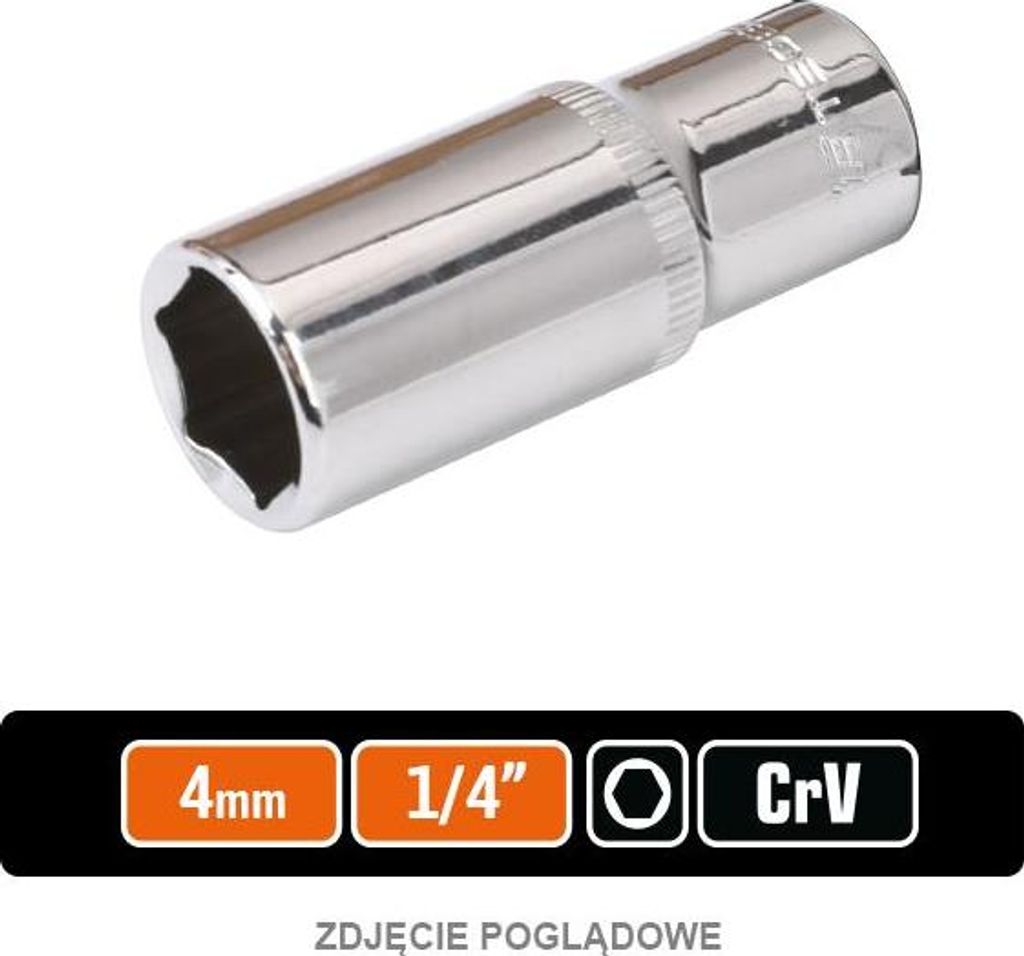 Steckschlüssel 1/4" Sechskant lang 4 mm / TEGER
