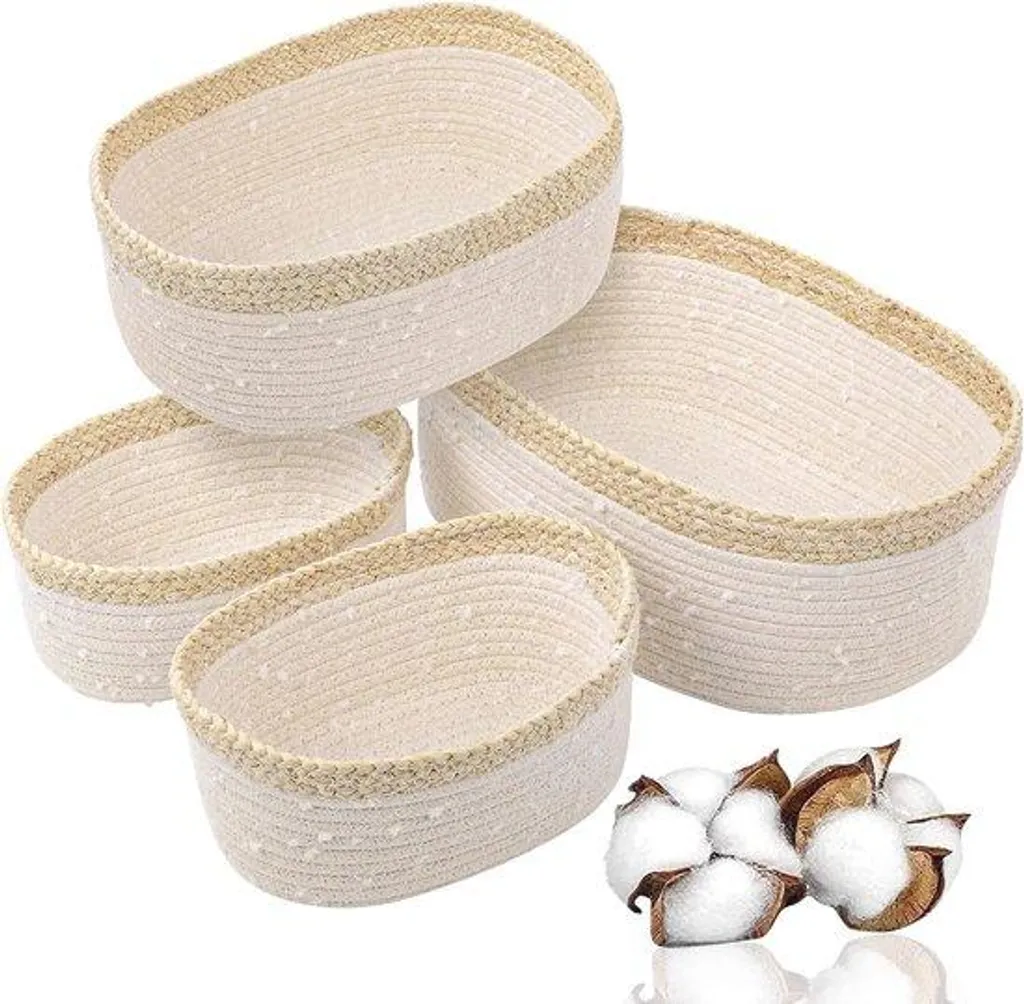 Paniers de rangement enfant en corde de coton pour jouets et peluches