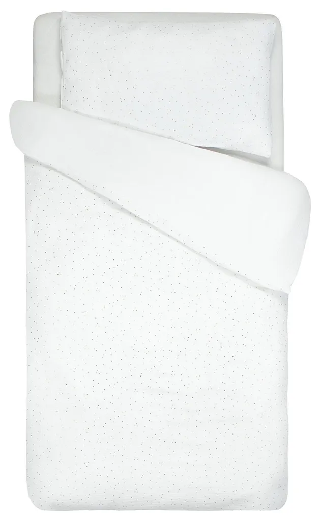 Linge de lit bébé complet 80x120 cm parure 2 pièces blanche à pois