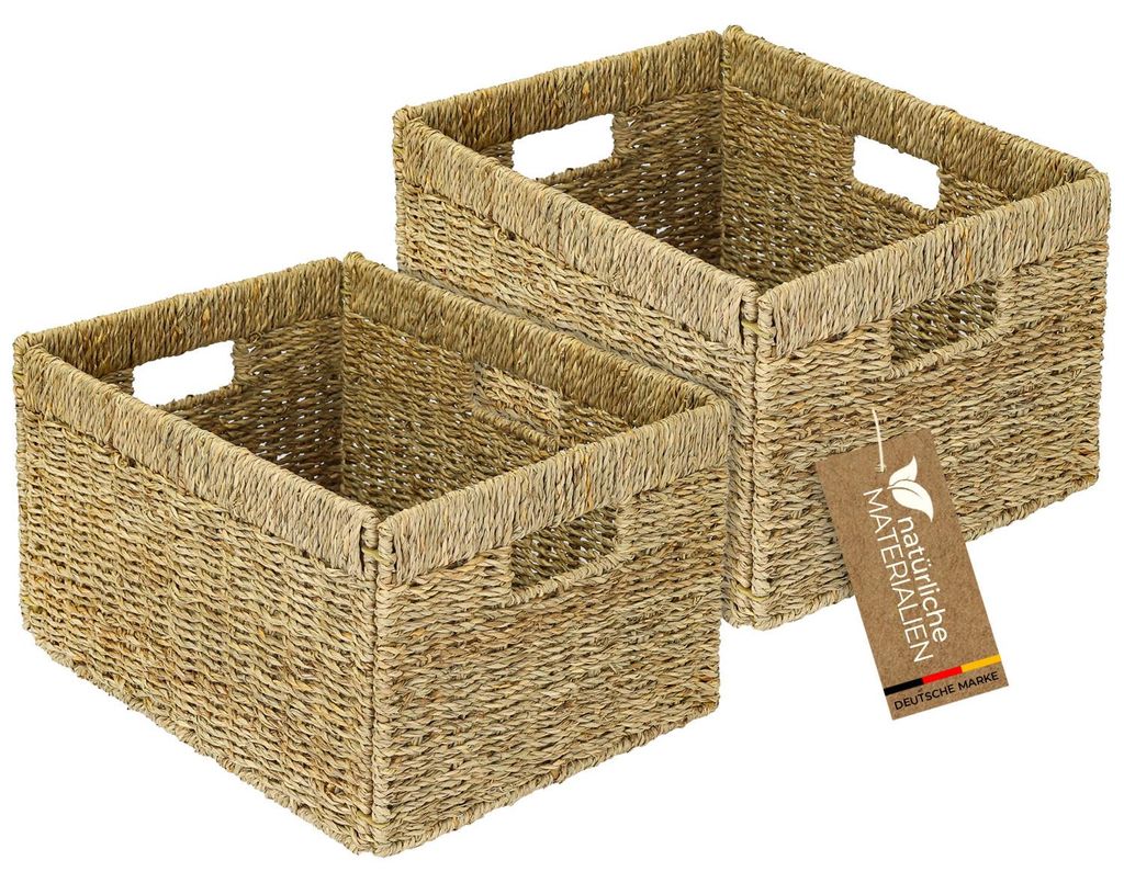 Aufbewahrungskorb aus Seegras 2er Set für Billy Regale, HMF, 35 x 25 x 20 cm