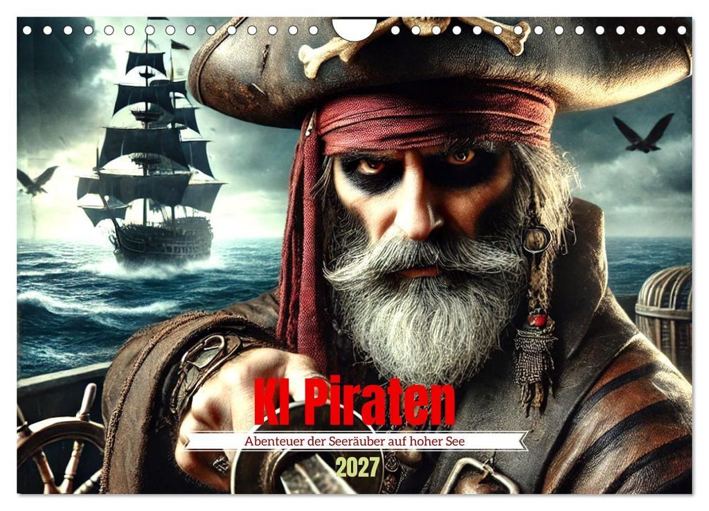 KI Piraten - Abenteuer der Seeräuber auf hoher See (Wandkalender 2027 DIN A4 quer), CALVENDO Monatskalender