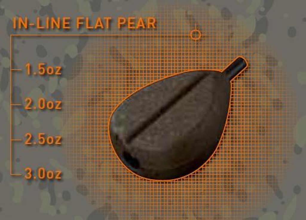 Fox Camotexâ„¢ In-line Flat Pear Groove Lead - 10 Angelgewichte, Gewicht:3.5oz / 100g