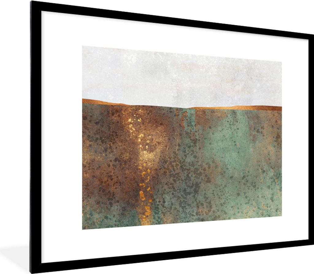 MuchoWow Gerahmtes Poster Abstrakt - Luxus - Gold 80x60 cm - Poster mit Schwarzem Bilderrahmen Wandposter Rahmen Foto Bilder - Schlafzimmer-Dekor...