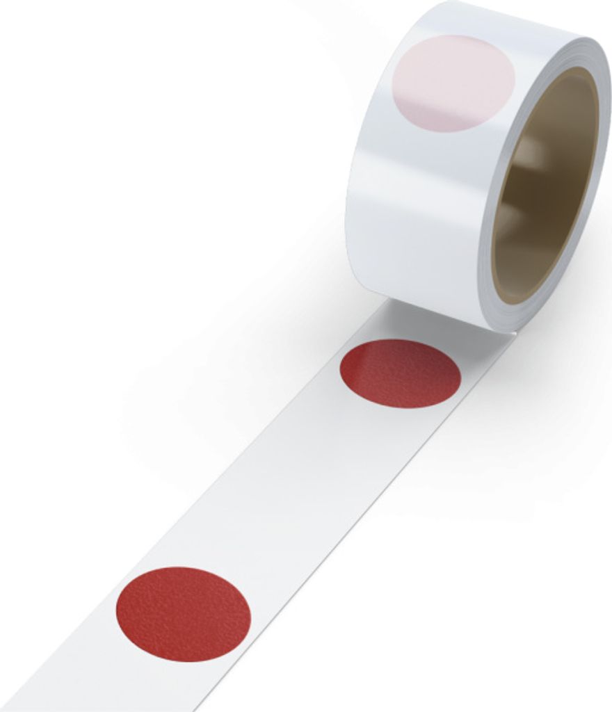 Segmentierte Bodenmarkierungspunkte WT-5126, PVC, Rot, Ø 75 mm, Rolle 25 m