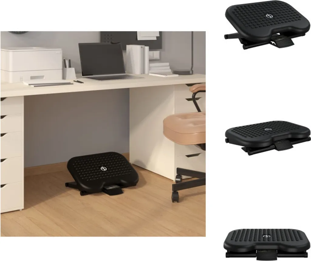 OFFERTA Poggiapiedi vidaXL Nero Imbottito 46x34,5x11 - Sgabello Ufficio