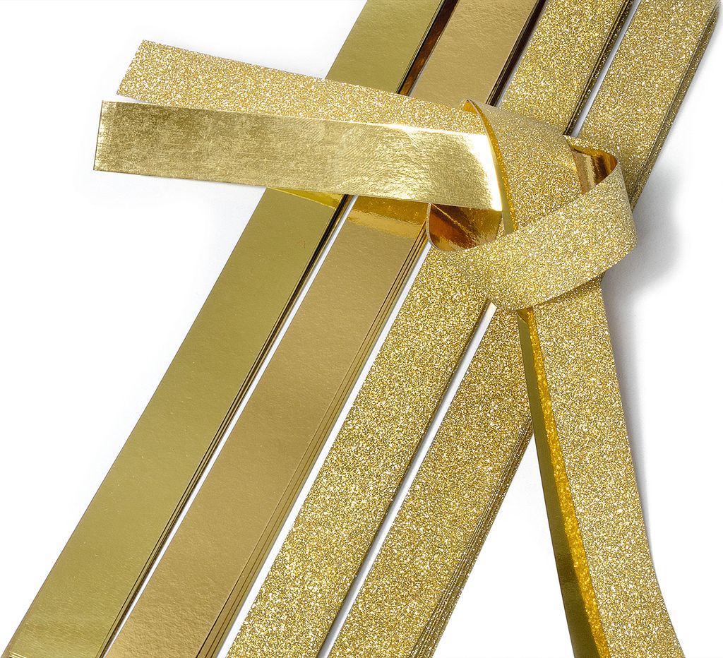 Papierstreifen "Glitter, gold", 25mm, 20 Streifen Gold Produktbild 