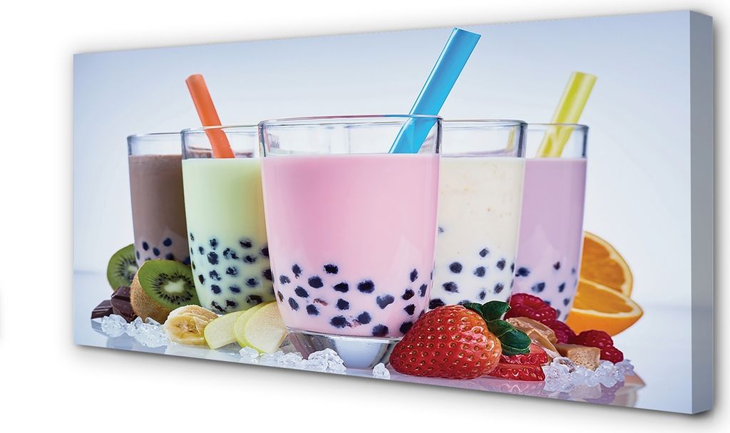 Leinwandbild 140x70 Wandkunst Milchshakes mit Früchten