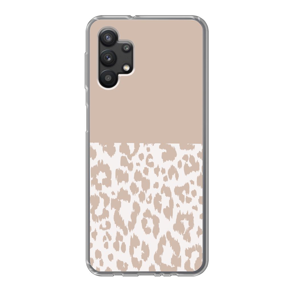 MuchoWow Handyhülle Schutzhülle Hülle für Samsung Galaxy A32 5G Panther Druck - Rosa - Tiere Silikon Softcase Handy Hülle - Softcase