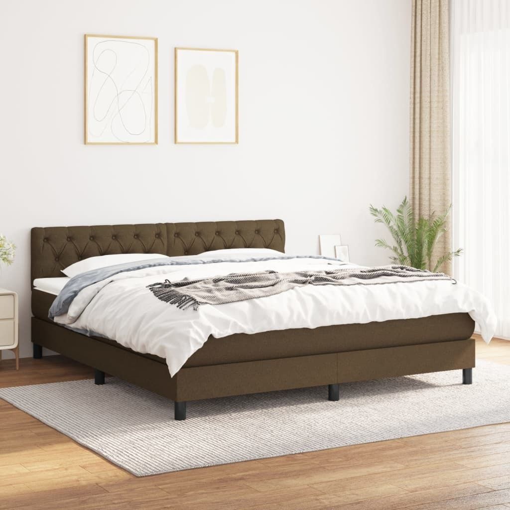Maison Exclusive - Boxspringbett mit Matratze Dunkelbraun 160x200 cm Stoff