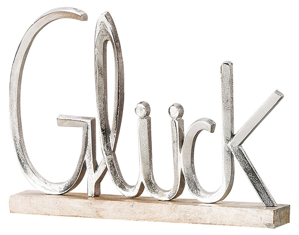 Letrero decorativo, palabra "GLÜCK" (felicidad), aluminio, Imagen del producto 