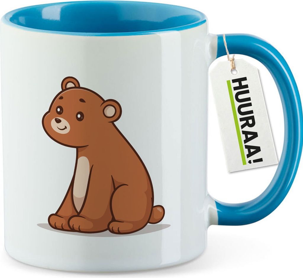 Huuraa Kaffeetasse Bär Comic 330ml Blau Keramik Kaffeebecher Geschenkidee