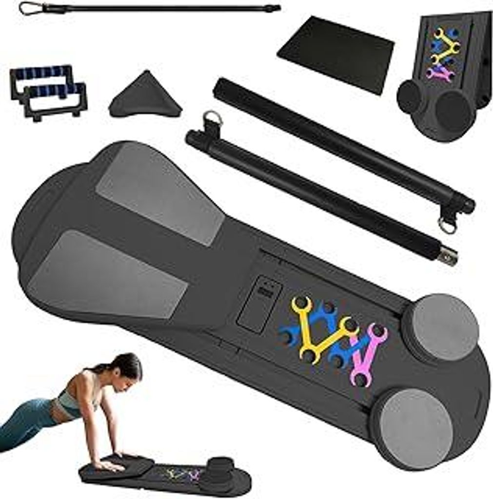 Pilates Board Upgraded Pilates Reformer Machine, Pilates Board Pilates Reformer Set Ab Roller Trainingsgerät Full Body Workout Equipment for Homegym