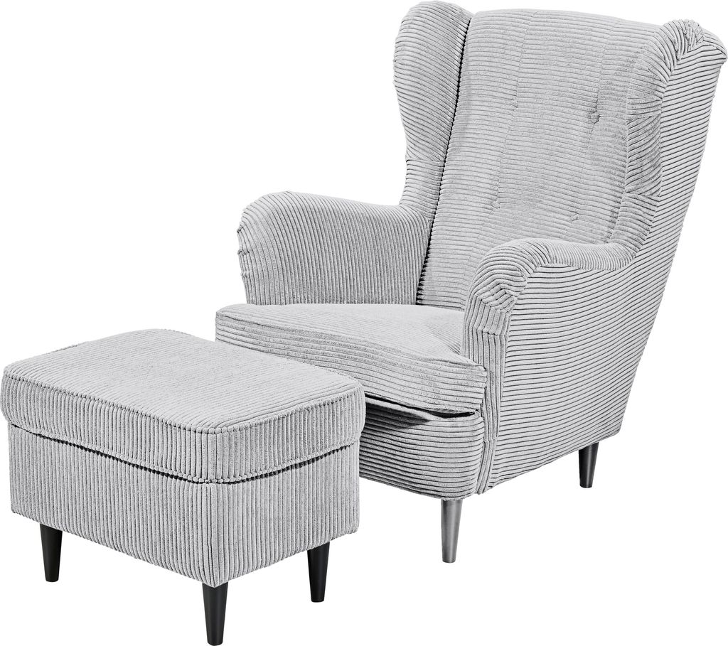 Ohrensessel >OSKAR< (Sessel und Hocker) in dove - Produktbild 