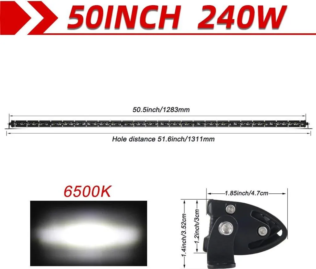 Barra LED 50 pollici 240W Economica e Potente | Kit Luce Combo 6D