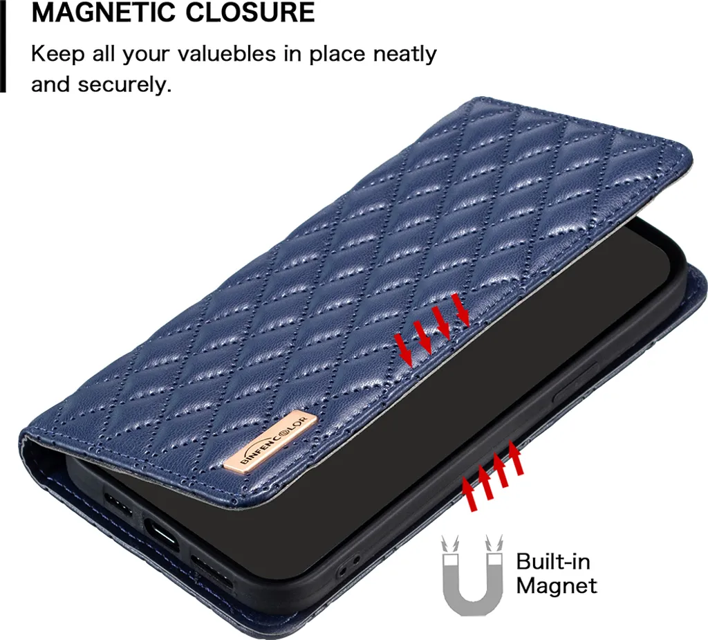 Custodia Galaxy S21 Ultra 5G, elegante custodia in pelle flip con slot per schede e supporto per Samsung Galaxy S21 Ultra 5G Blu - 4