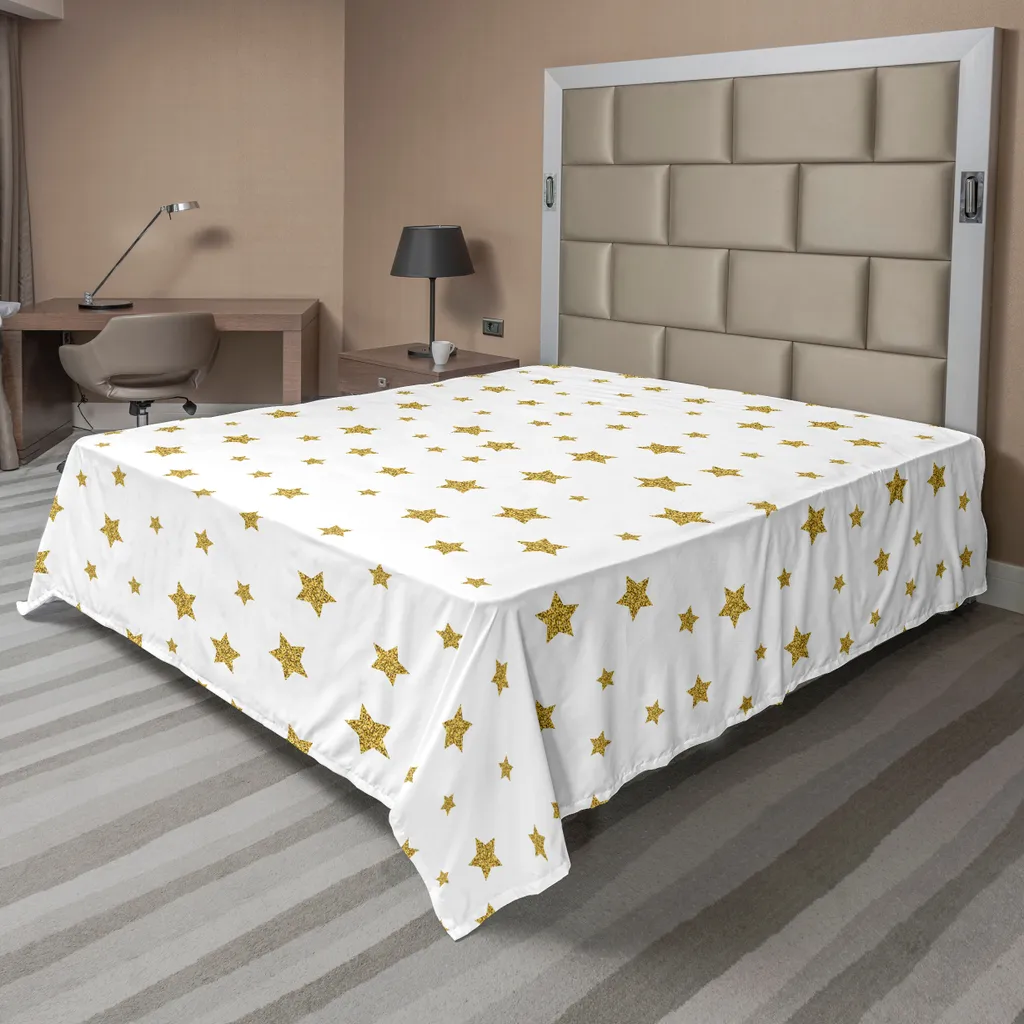Drap Plat Décoratif Jaune Thème Anniversaire pour Lit 266 x 260 cm