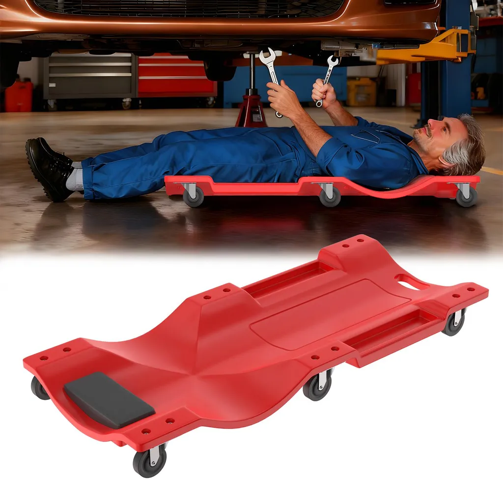 Planche de Travail sous Voiture avec Rangement et Appui-Tête Confortable