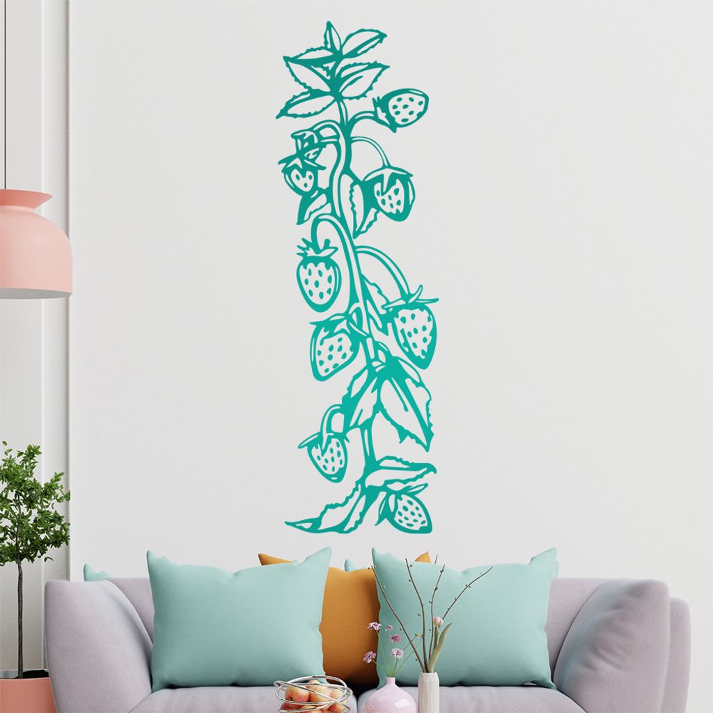Himbeere - Pflanzen Wandtattoo in 6 Größen - Wandaufkleber Wall Sticker - Dekoration, Küche, Wohnzimmer, Schlafzimmer, Badezimmer