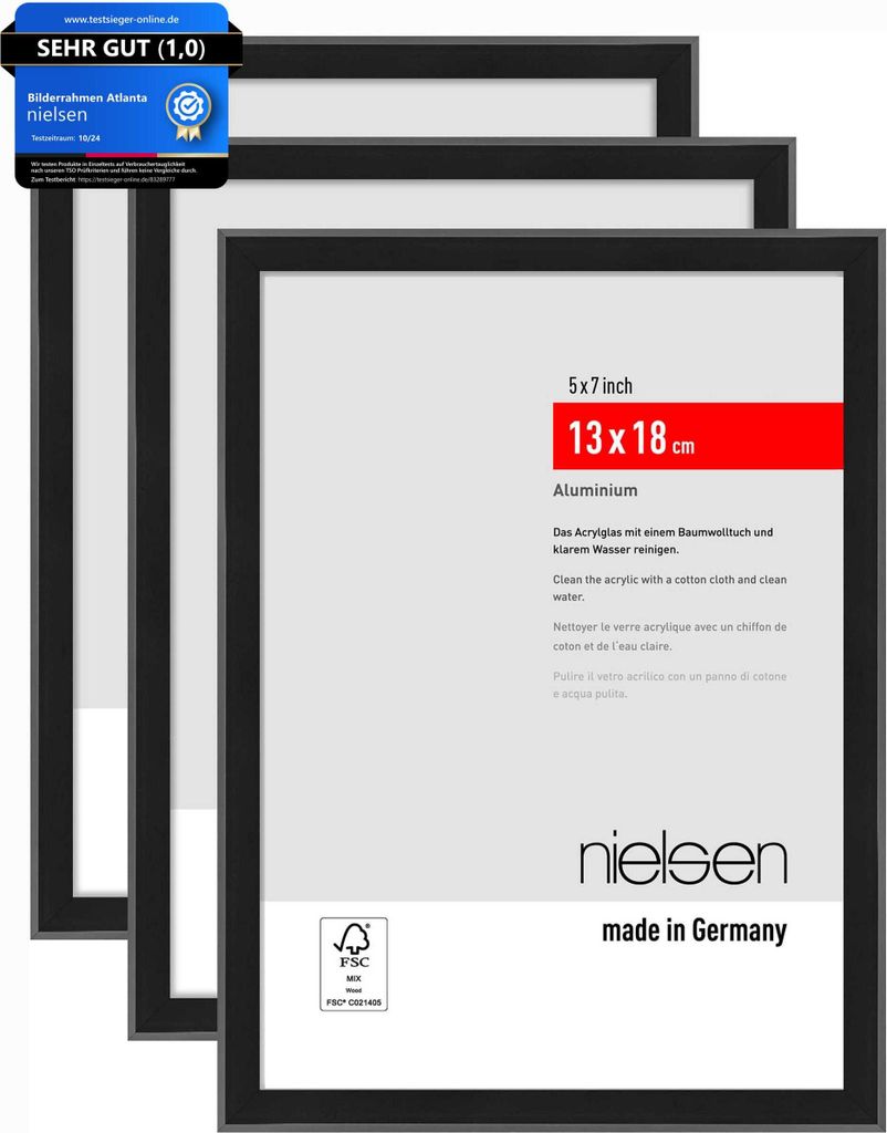nielsen Aluminium Portraitrahmen, Bilderrahmen 3er SET Produktbild 