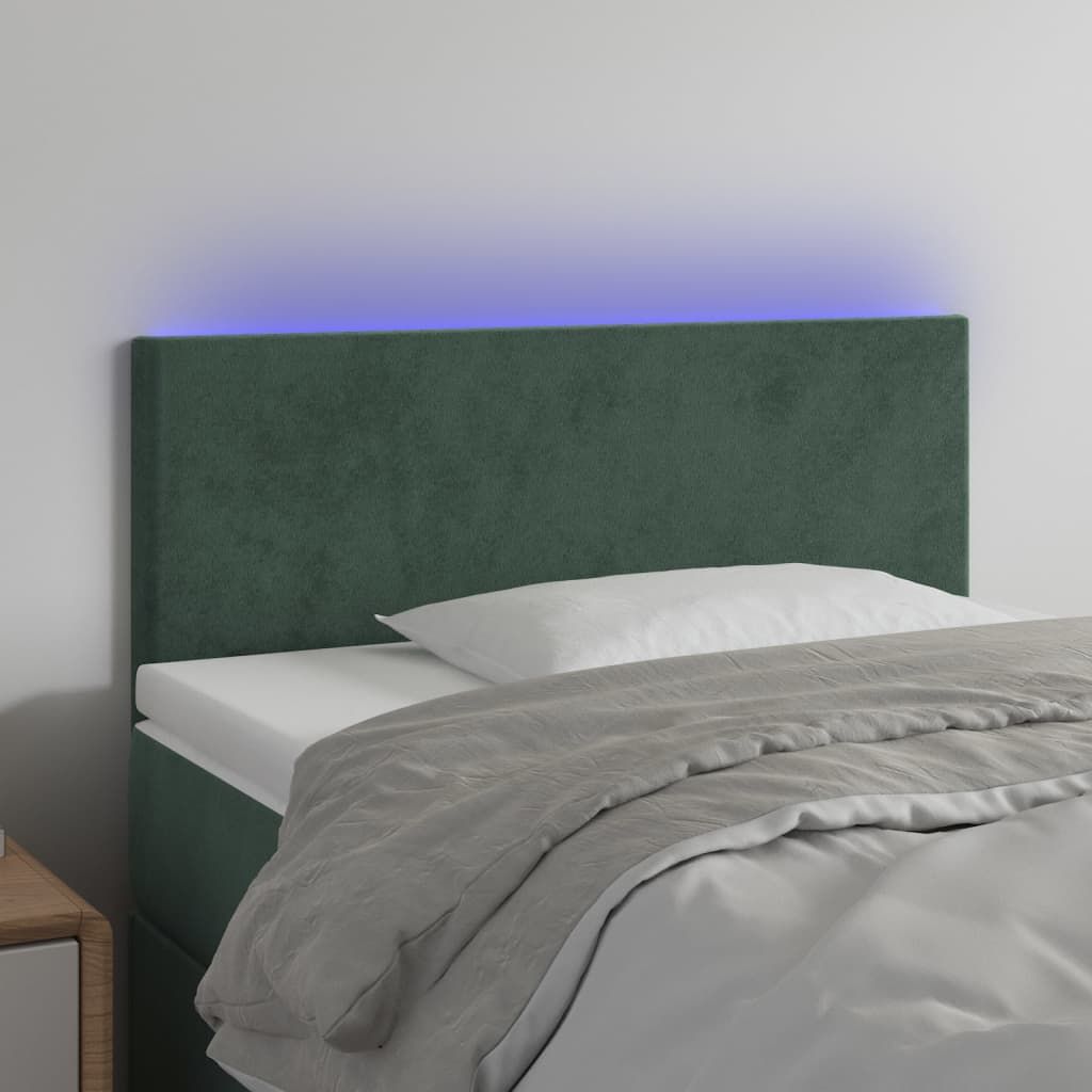 The Living Store LED Kopfteil Dunkelgrün 80x5x78/88 cm Samt