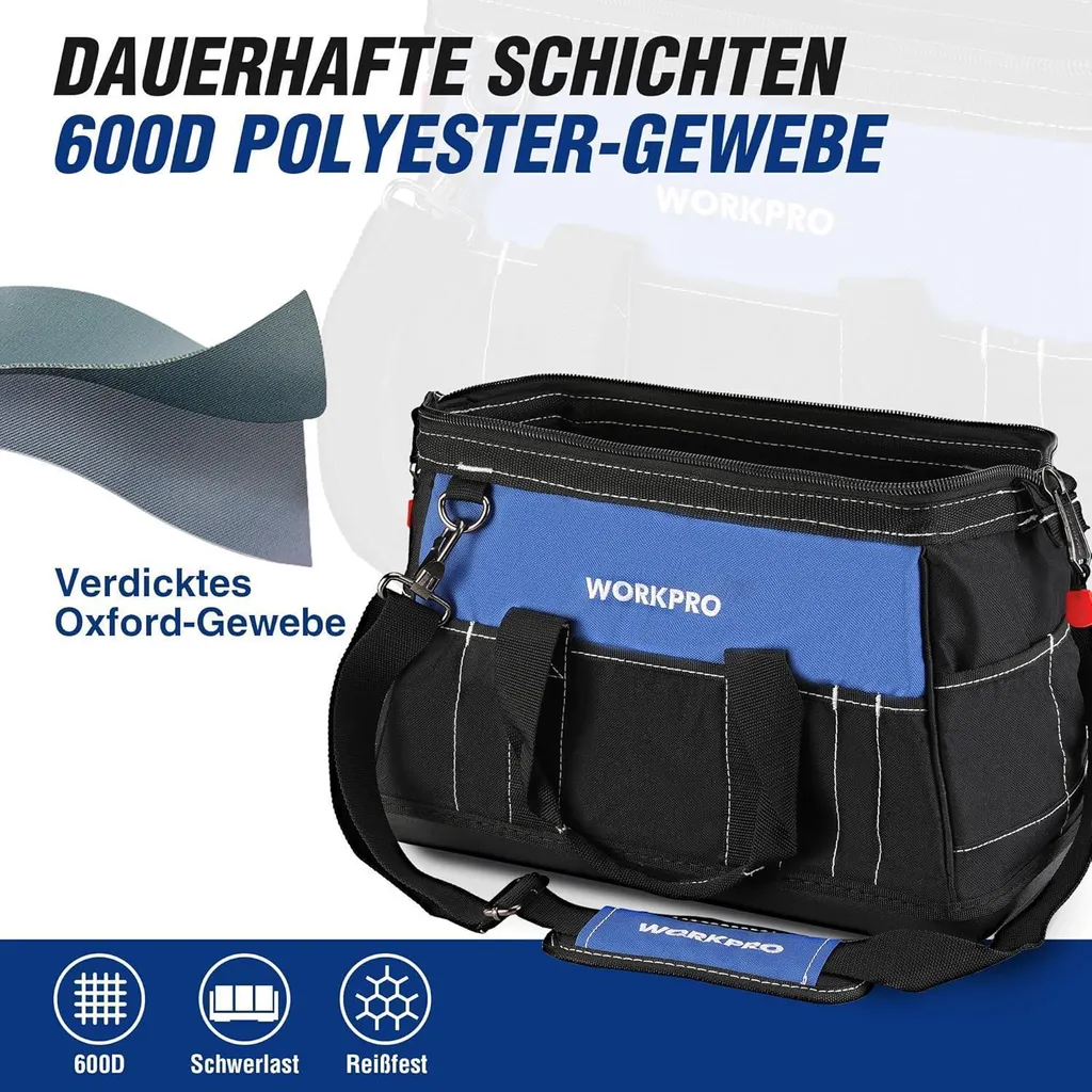 WORKPRO Sacoche à outils électricien 40CM en Polyester 600D étanche - 4