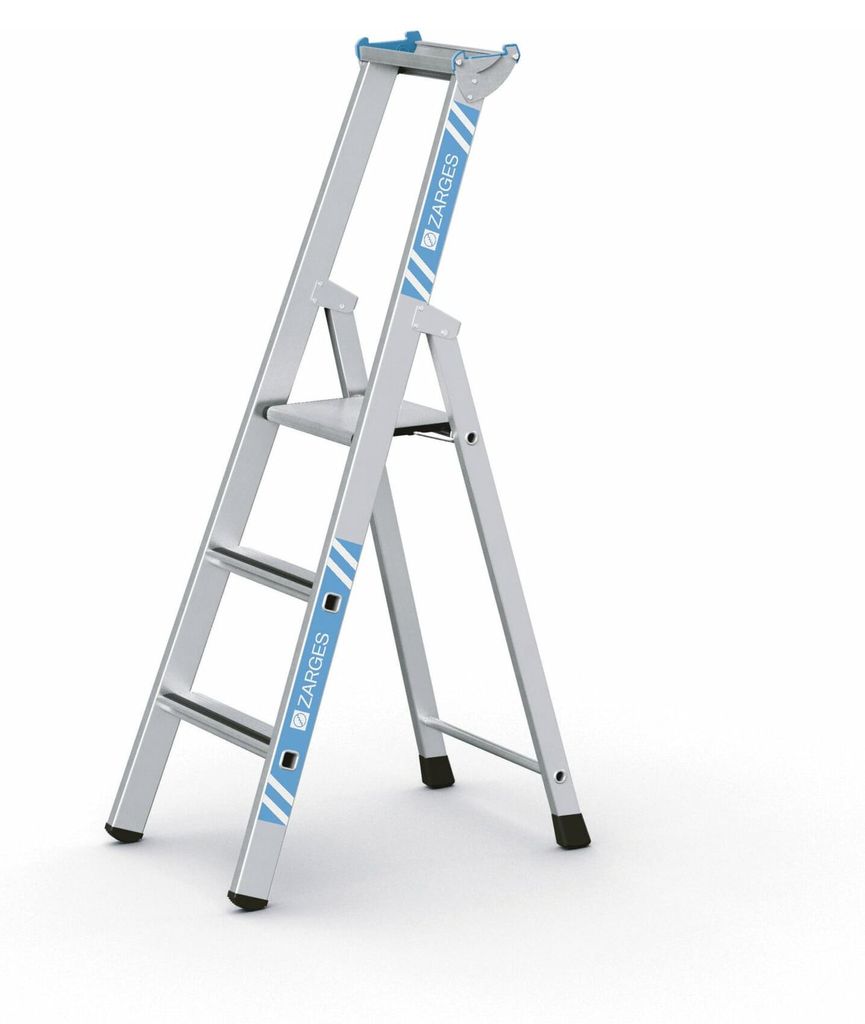 Zarges gebördelte Stehleiter Saferstep S eloxiert 3 Stufen