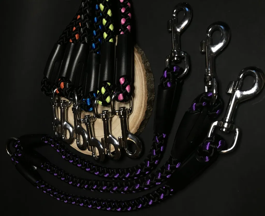 Guinzaglio per cani Palkar 50 cm x 14 mm nero e viola