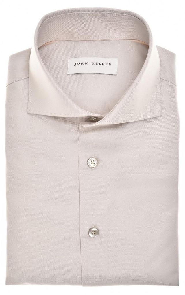 Beiges Hemd John Miller Taillierter Schnitt Baumwolle