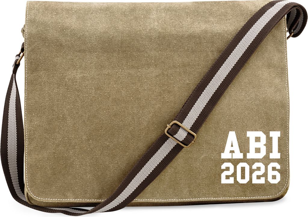 Huuraa Umhängetasche ABI 2026 Abitur 14 Liter Sahara Canvas Laptoptasche Geschenkidee