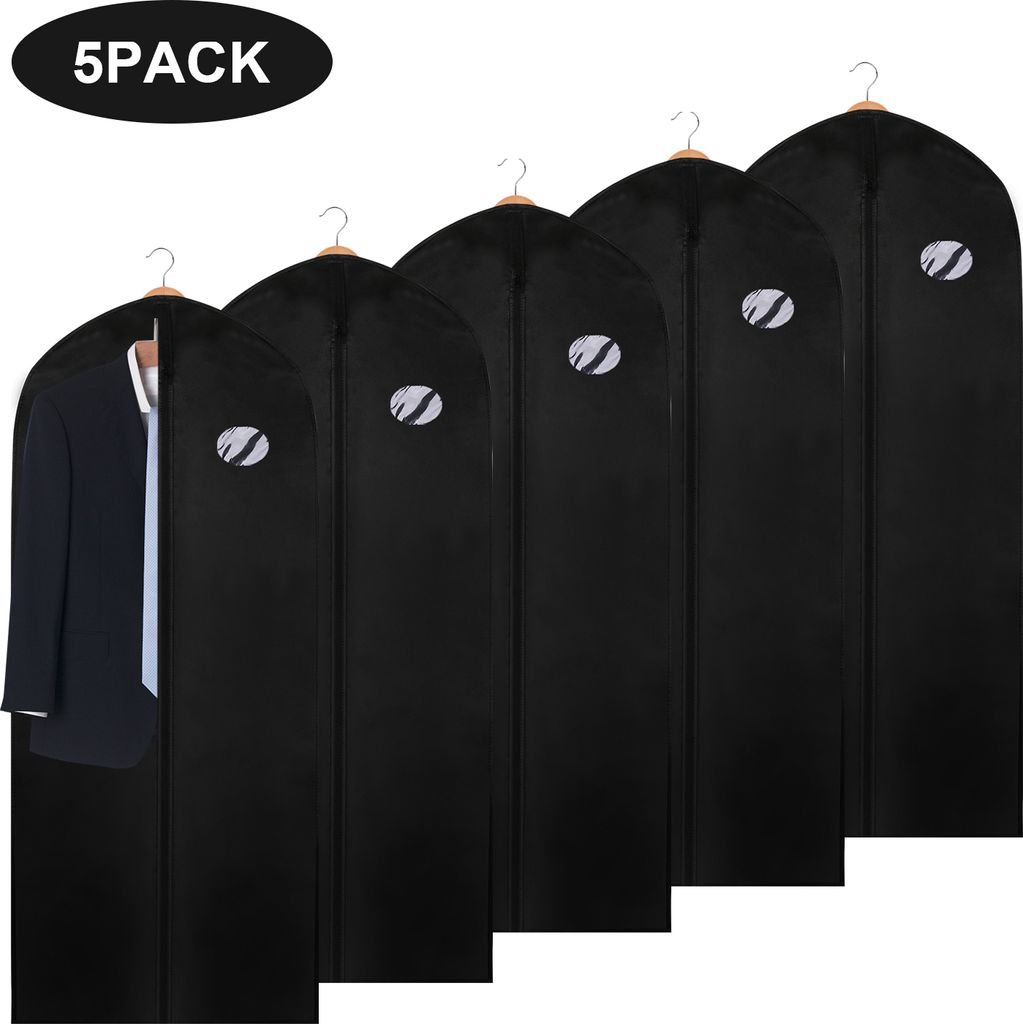 TolleTour Kleidersack 5er 150x60cm Schutzhülle Kleiderhülle mit einem Griff schwarz Schuhsack