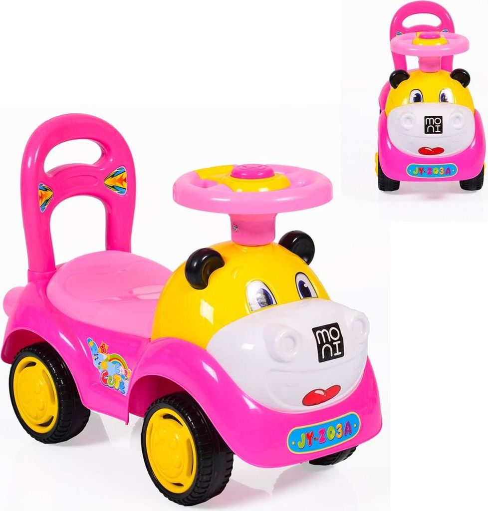 Kinderauto, Rutscher Laufhilfe Super Car lustiges Design, Melodien, Rückenlehne rosa